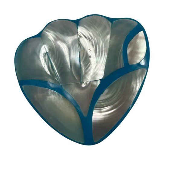 Vintage Mother Of Pearl & Blue Heart-Shaped Brooch Pin A337 - Picture 4 of 7